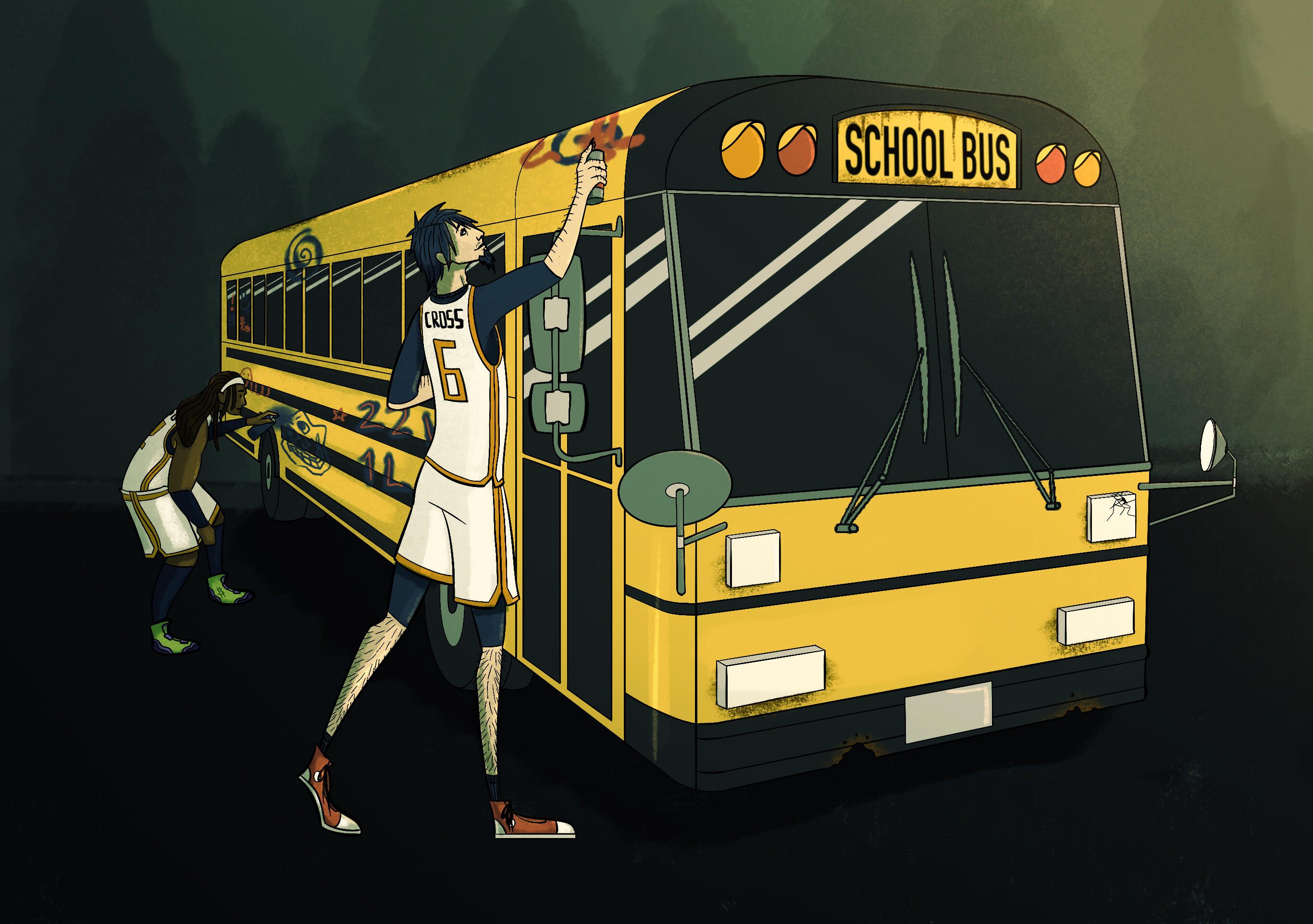 Basketball Team Bus In Use